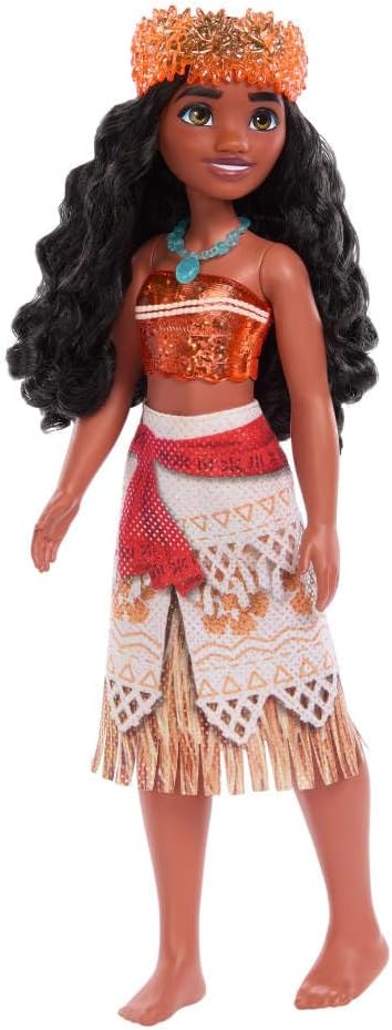 Mattel Disney Princess Moana Doll, Posable Fashion Doll with Removable Skirt, Headband, Necklace and Long Hair, Ages 3+