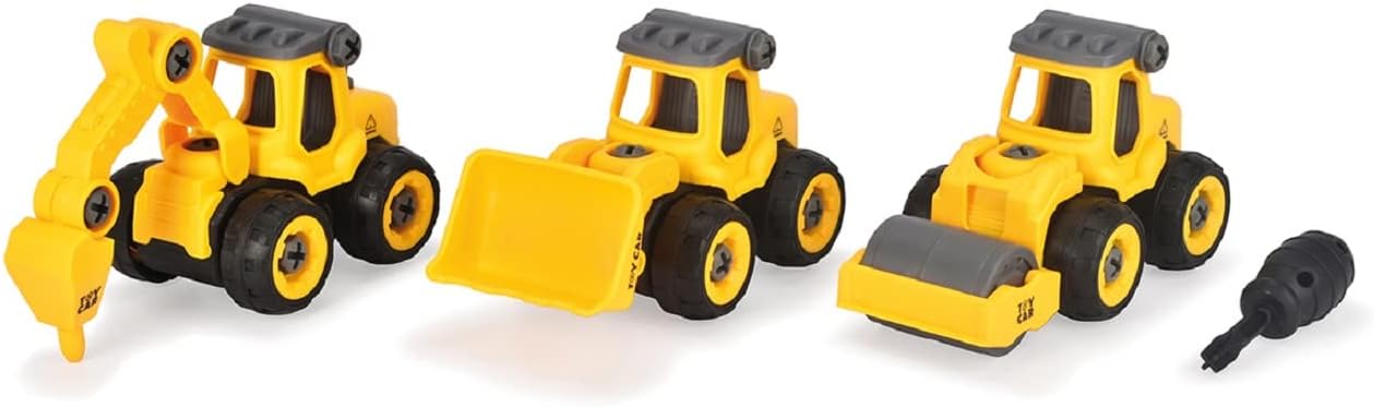 Dickie Toys Construction Builder Vehicle, Build-It Construction Truck with Screwdriver, 12 cm Toy Vehicle, 4 Assorted Models, Random Selection, Kids Construction Toy, Ages 3+