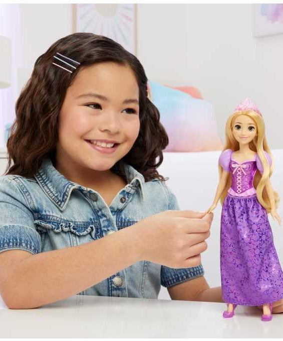 Disney Princess Rapunzel Doll, Fashionable Tangled Character Doll with Removable Skirt, Tiara, Shoes and Posable Limbs, Ages 3+