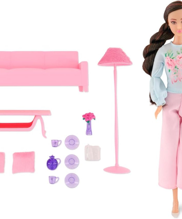Fulla Living Room Doll Set, Cozy Doll Playset with Furniture and Accessories, Pretend Play Toy for Girls Ages 3 and Up