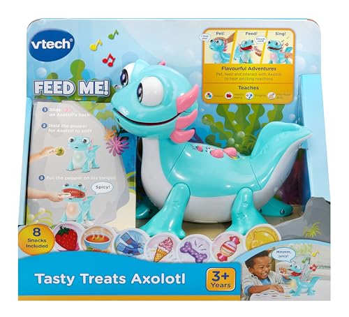 VTech Tasty Treats Axolotl Interactive Feeding Toy with Pretend Snacks Educational Songs and Light Up Reactions for Toddlers Ages 1 to 4