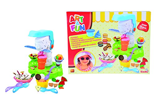 Simba Art and Fun Plastic Dough Ice Cream Set, Kids Modeling Dough Playset with 13 Accessories and 4 Dough Pots, Creative Pretend Play Toy for Ages 3 Years and Up
