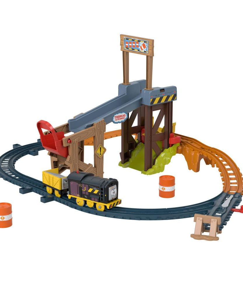 Thomas & Friends JBW20 Battery Operated Toy Train Set Diesels Construction Site Set with Rails and Cargo for Nursery Children from 3 Years [Multicoloured]