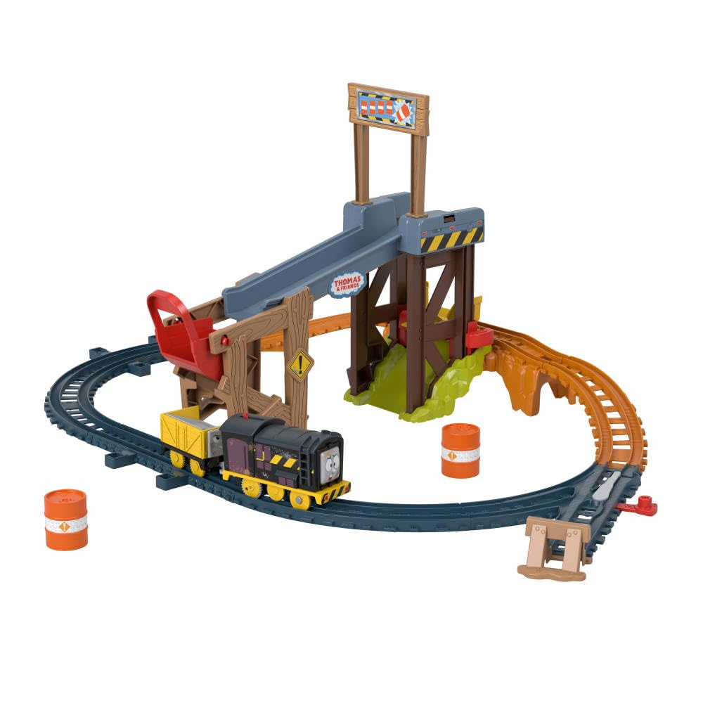 Thomas & Friends JBW20 Battery Operated Toy Train Set Diesels Construction Site Set with Rails and Cargo for Nursery Children from 3 Years [Multicoloured]