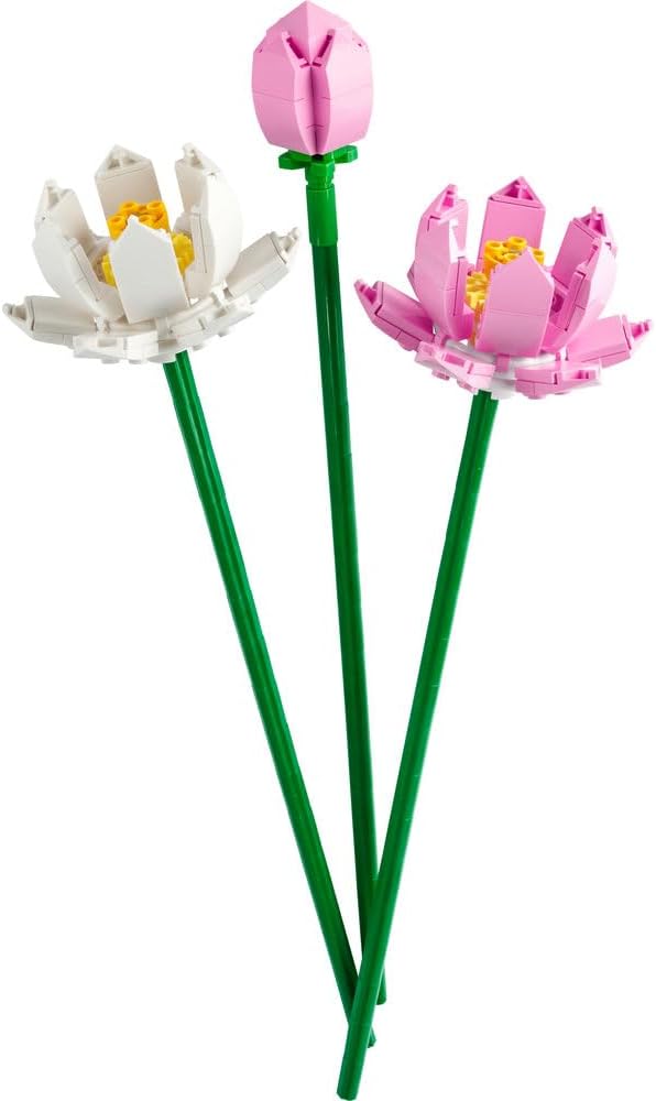 LEGO Botanicals Lotus Flowers - Faux Flower Bouquet Building Set for 8+ Year Old Girls and Boys - Bedroom Decoration or Desk Decor - Botanical Collection Birthday Gift Idea - 40647