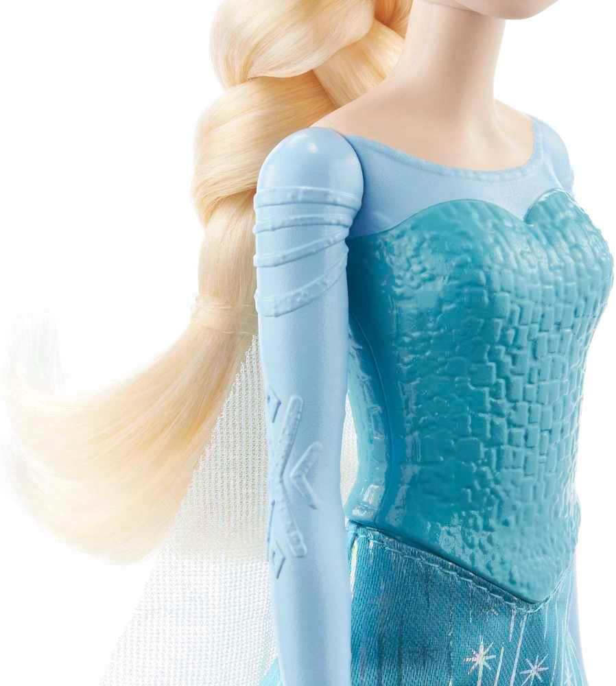Mattel Disney Frozen Elsa Fashion Doll, Posable Doll with Signature Outfit, Removable Skirt and Shoes, Brushable Hair, Ages 3+