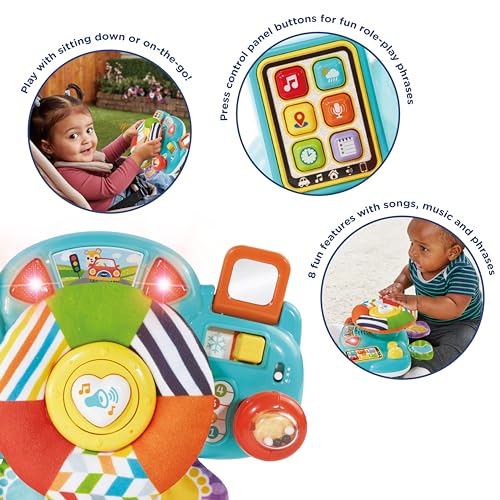 VTech Baby Beep Beep Driver – Interactive Steering Wheel Toy with Lights, Sounds, Buttons & Textures | Educational Toy for Babies 3–24 Months+