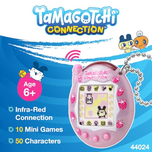 Tamagotchi Connection Strawberry Pearl Milk|Tamagotchi Original Cyber Pet 90s Adults and Kids Toy with Chain | Retro Virtual Pets are Great Boys and Girls Toys or Gifts for Ages 6+