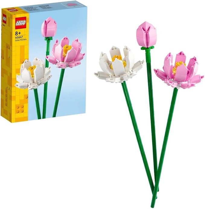 LEGO Botanicals Lotus Flowers - Faux Flower Bouquet Building Set for 8+ Year Old Girls and Boys - Bedroom Decoration or Desk Decor - Botanical Collection Birthday Gift Idea - 40647