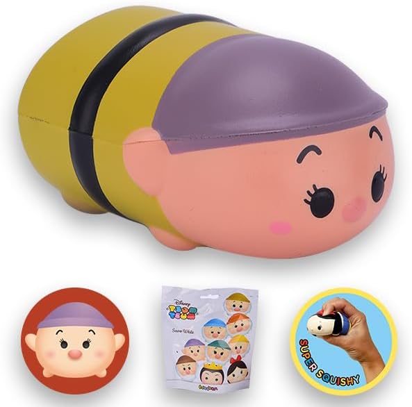 Sbabam Disney Tsum Tsum Snow White Figurines 9-Piece Set, Squishy Vinyl Collectible Stacking Characters for Kids and Fans, 6Y+ Years