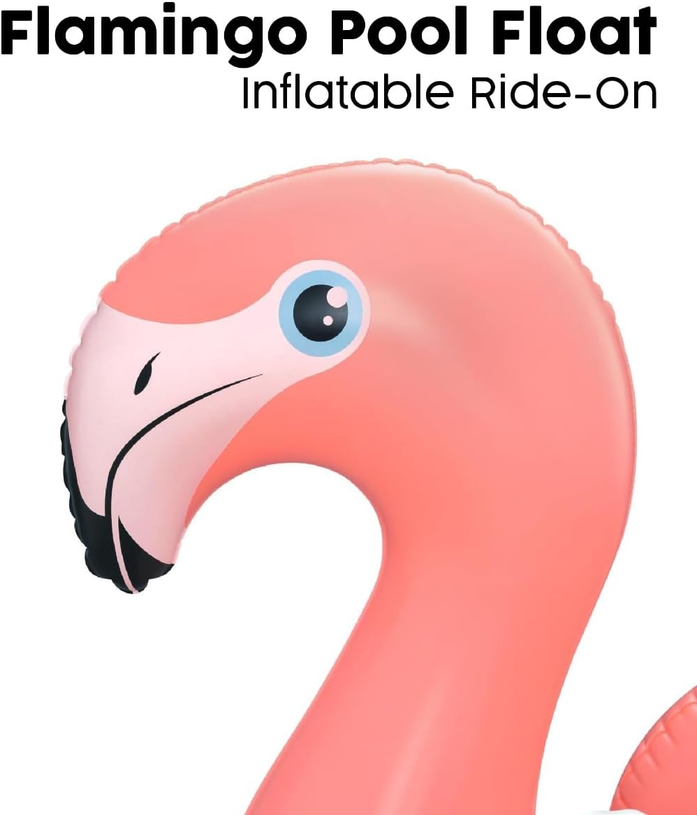 Bestway Rider Fancy Flamingo 138X107cm, Outdoor & Indoor Relaxation & Play, Pool Ride-On Floats, Vivid Bright Graphics, Heavy-duty Handles, Water Play, Easy to Inflate & Deflate