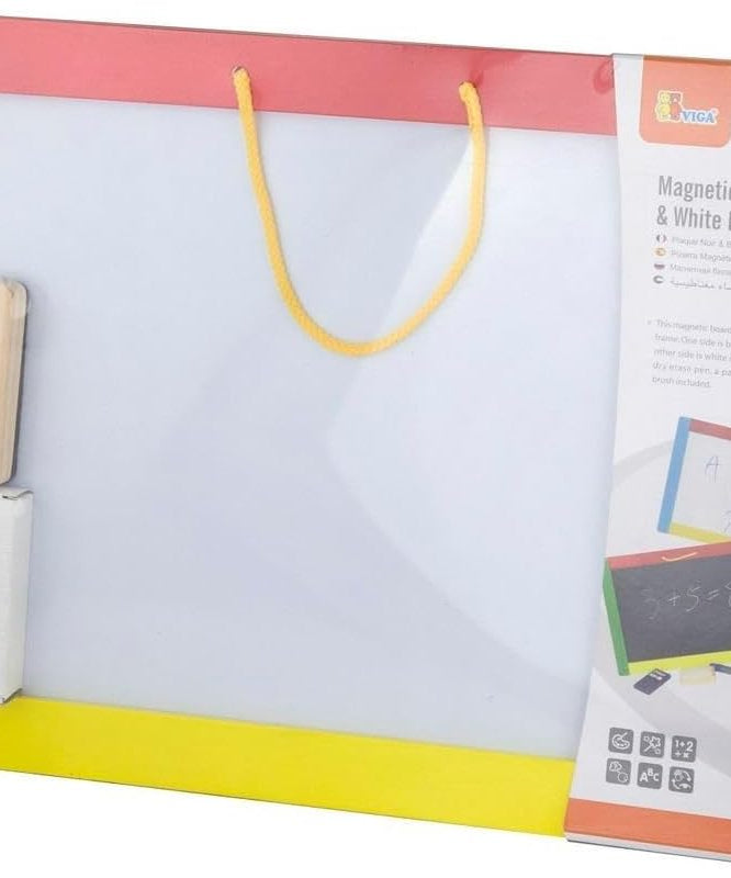 Viga Wooden Magnetic Chalk and Dry Erase Board Double Sided Educational Drawing Writing Board for Kids Ages 3 and Up