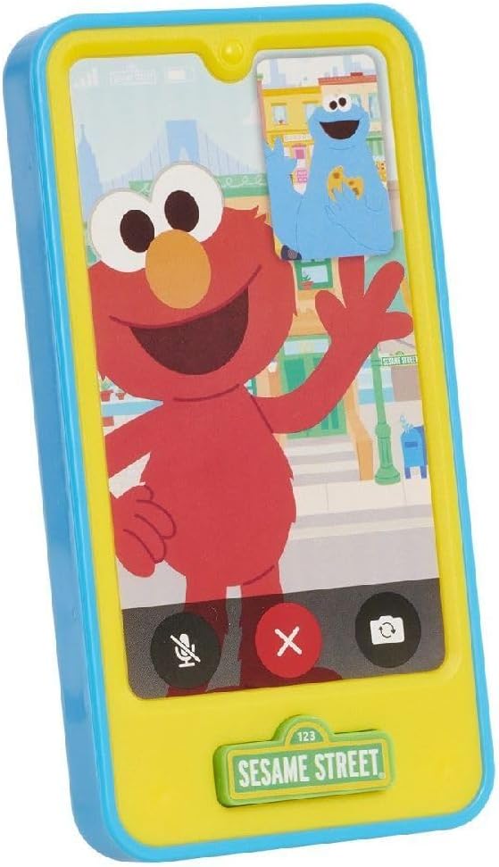 Sesame Street Chat with Elmo Cell Phone, Handheld Interactive Roleplay Toy with Sounds and Music, Pretend Play Phone, Offically Licensed by Just Play for Toddlers Ages 2 and Up