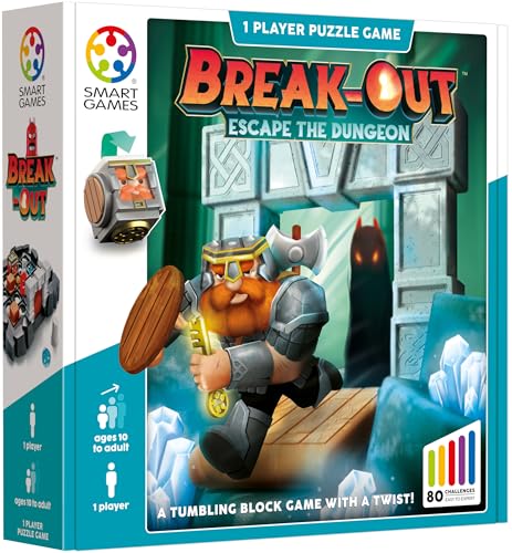 SmartGames Break-Out, Fun IQ Brain Teaser Puzzle, Cognitive Development STEM Toy with 80+ Challenges, Travel Friendly Tabletop Educational Matching Puzzle Game, Suitable for Children Above 10+