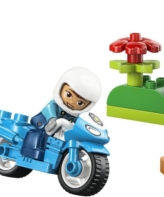 LEGO DUPLO Blue Police Motorcycle - Educational Motor Skills Toy for Toddlers - incl. a Motorbike, Officer Figure, Traffic Lights - Birthday Gift for 2+ Year Old Boys & Girls - 10471