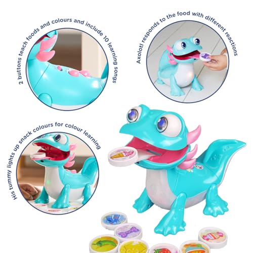 VTech Tasty Treats Axolotl Interactive Feeding Toy with Pretend Snacks Educational Songs and Light Up Reactions for Toddlers Ages 1 to 4