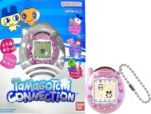 Tamagotchi Connection Strawberry Pearl Milk|Tamagotchi Original Cyber Pet 90s Adults and Kids Toy with Chain | Retro Virtual Pets are Great Boys and Girls Toys or Gifts for Ages 6+