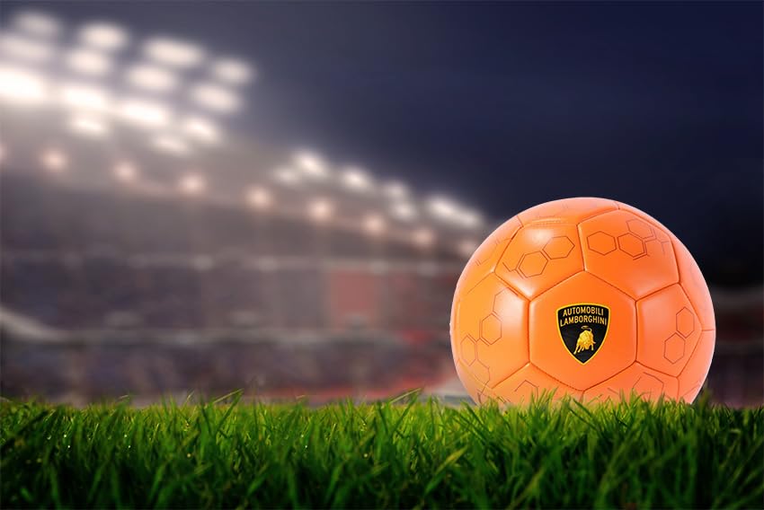 Lamborghini Size 5 PVC Soccer Ball, White Football with Signature Logo, Durable Training Ball, Outdoor Play, Kids & Teens, Ages 6+