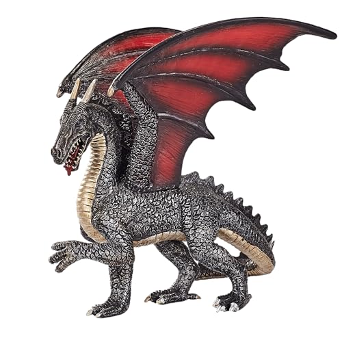 MOJO Steel Dragon Figurine, Hand-Painted Fantasy Creature, Realistic Collectible Toy, Fantasy Collection, Educational Display Model, Ages 3+