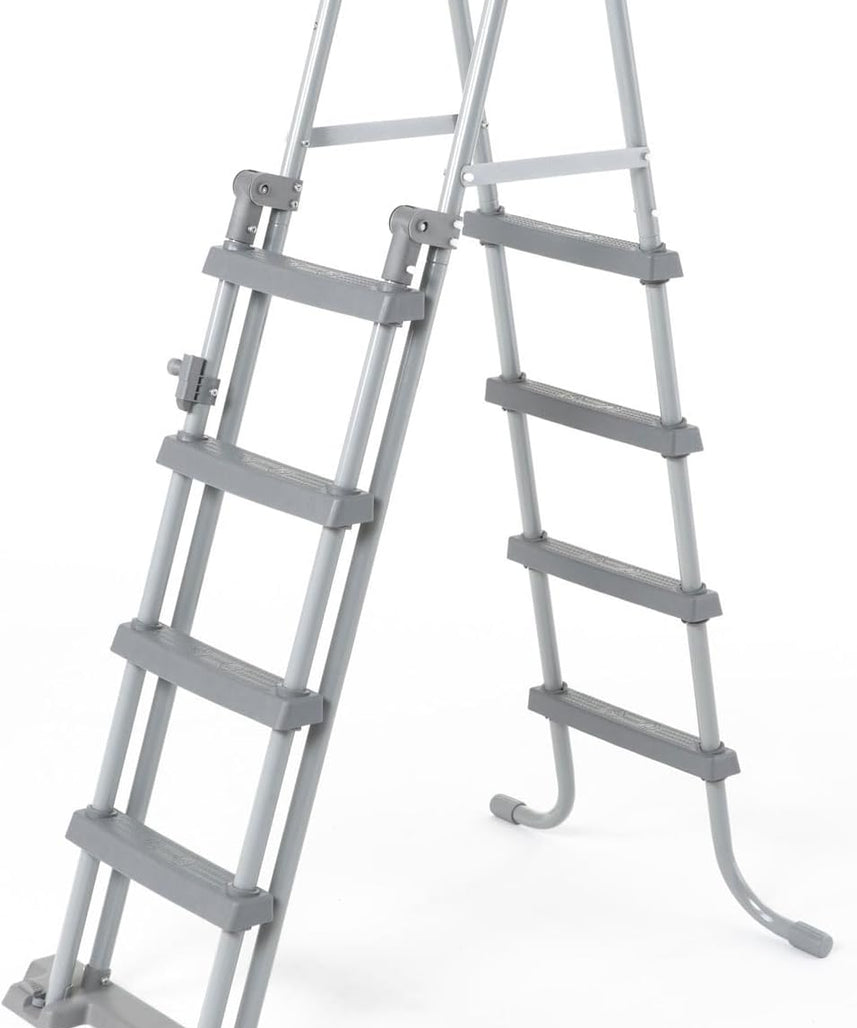 Bestway Power Steel™ Rectangular Above Ground Pool Set 13'6" x 6'7" x 48" (4.12m x 2.01m x 1.22m), Grey Rattan Design, Filter Pump & Ladder Included – Ages 18+