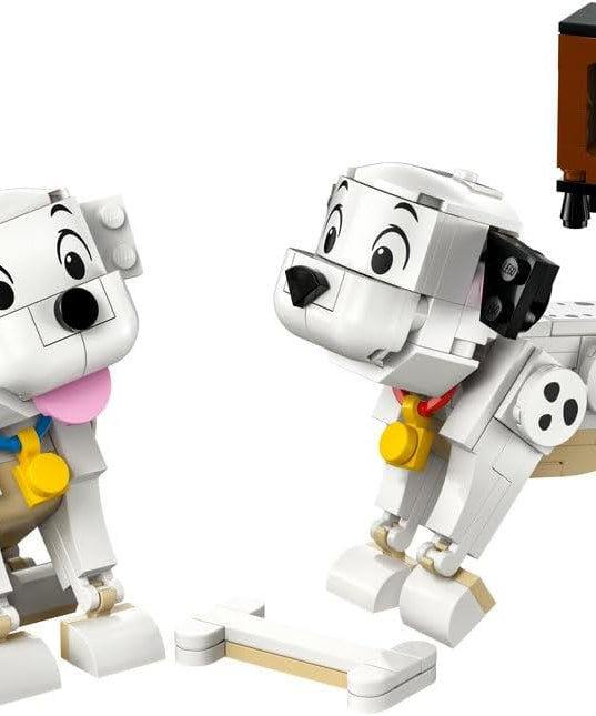 LEGO ǀ Disney Lucky & Penny 101 Dalmatians Puppies Toy - Play & Display Animal Figures with Movable Heads, Legs & Tails - incl. a Bone and TV - Ramadan Gift for 6+ Year Old Girls 43271