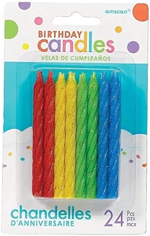 amscan Elegant Silver Large Spiral Candles - 3.25" (Pack of 12) - Ideal for Birthdays, Anniversaries & Special Occasions - Perfect for Any Event, Eye-Catching Metallic Design