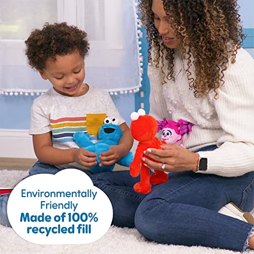 Just Play Sesame Street Friends 8-inch Elmo Sustainable Plush Stuffed Animal, Officially Licensed Kids Toys for Ages 18 Month, Gifts and Presents