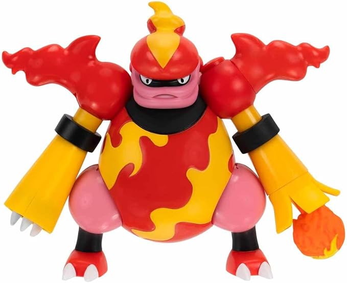 Pokemon Magmortar Battle Feature Figure - 4.5-Inch Magmortar Battle Figure with Fireball Cannon