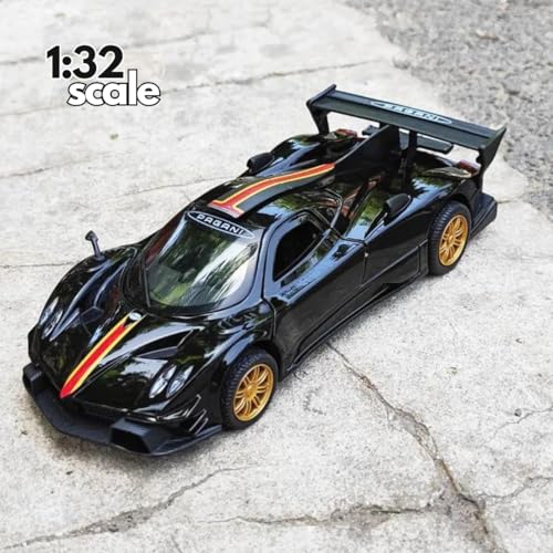 D-Power Pagani Zonda Revolucion Die-Cast Model Car with Lights and Sounds, Pull Back Action, Opening Parts, 1:32 Scale Toy Car for Kids 3+