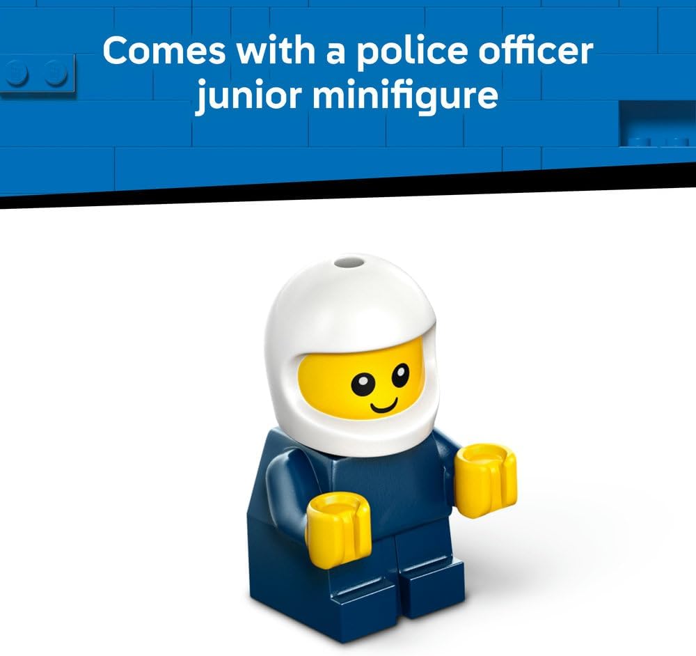 LEGO City Rides – Police Truck Toy - Emergency Vehicles Building Set w/a Police Officer Junior Minifigure - Party Bag Fillers - Small Collectible Gift for 5+ Year Old Boys - 60481