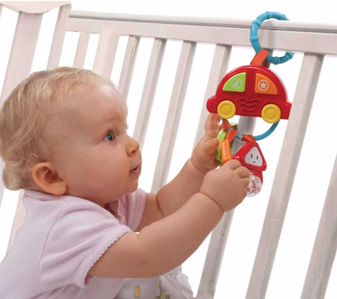 Winfun Sound ’N Rattle Keys – Light-Up Musical Baby Keyring with Mirror, Beads & Rotating Star, Sensory Toy for Infants 3 Months+