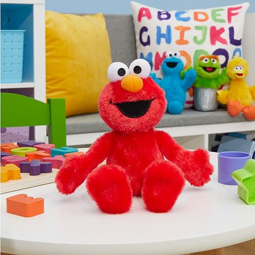 Just Play Sesame Street Friends 8-inch Elmo Sustainable Plush Stuffed Animal, Officially Licensed Kids Toys for Ages 18 Month, Gifts and Presents