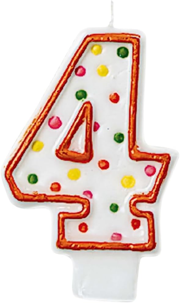 Amscan Polka Dots Numeral Candle, Red, 7.6cm, 4 Pcs