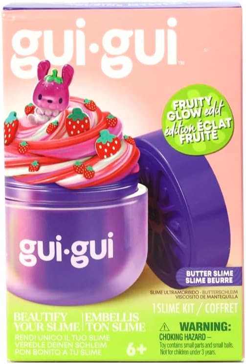 Gui Gui Slime Fruity Glow Edition Butter Slime, Stretchable DIY Slime with Styling Accessories, Creative Sensory Toy for Kids, Ages 6+