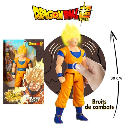 BANDAI Dragon Ball Limit Breaker Series Sparkling SS2 Goku 30 cm with Light and Sound of Battles, Based on the Video Game Dragon Ball Sparkling Zero, Model 38566