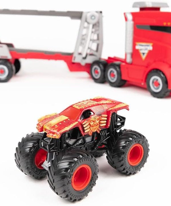شاحنة Monster Jam 1:64 Launch N Go Hauler، شاحنة Monster RC مصبوبة، حفار قبور بمناسبة الذكرى الأربعين، منحدر حركات بهلوانية، مناسبة للأعمار من 3 سنوات فما فوق