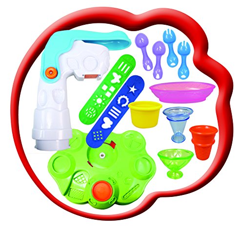 Simba Art and Fun Plastic Dough Ice Cream Set, Kids Modeling Dough Playset with 13 Accessories and 4 Dough Pots, Creative Pretend Play Toy for Ages 3 Years and Up