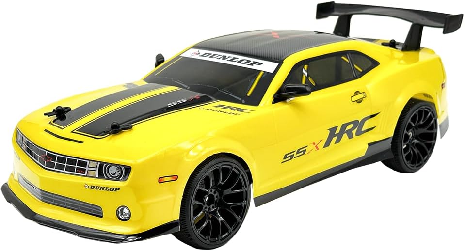 D-Power 1:10 Yellow Camaro RC Car, 2.4GHz Remote Control, 7.4V USB Rechargeable Battery, High-Speed Performance Vehicle, Ages 6+