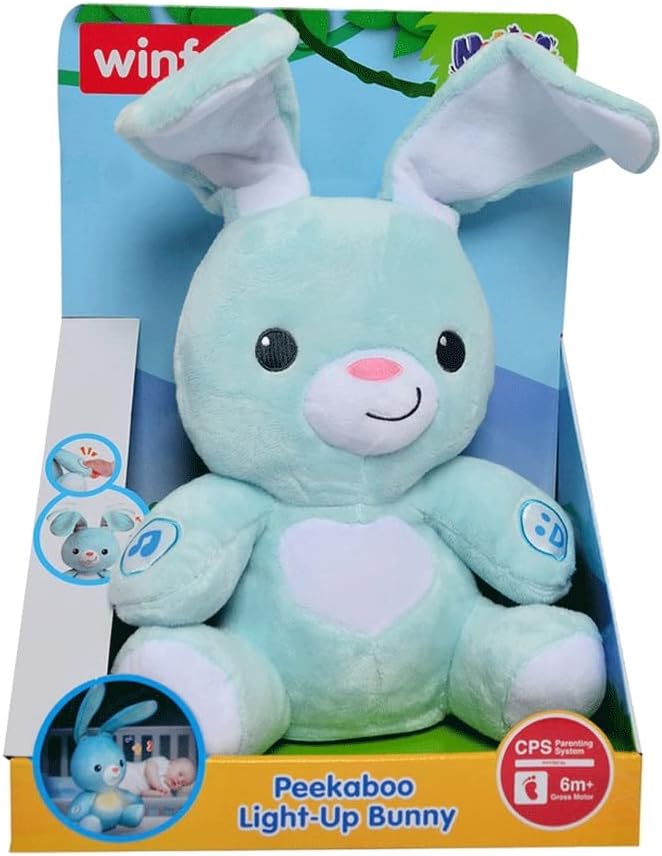 Winfun Peekaboo Light-Up Bunny – Interactive Plush with Peekaboo Sounds & Flashing Lights | Hide-and-Seek Plush with Lights & Sound Effects | Toy with Sound & Movement | For Infant Ages 6 Months+