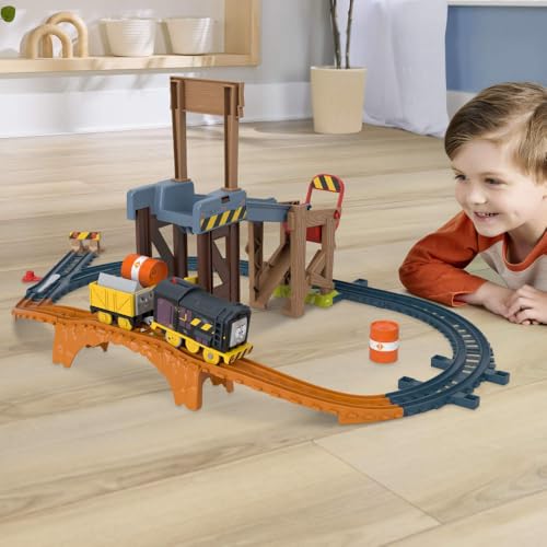 Thomas & Friends JBW20 Battery Operated Toy Train Set Diesels Construction Site Set with Rails and Cargo for Nursery Children from 3 Years [Multicoloured]