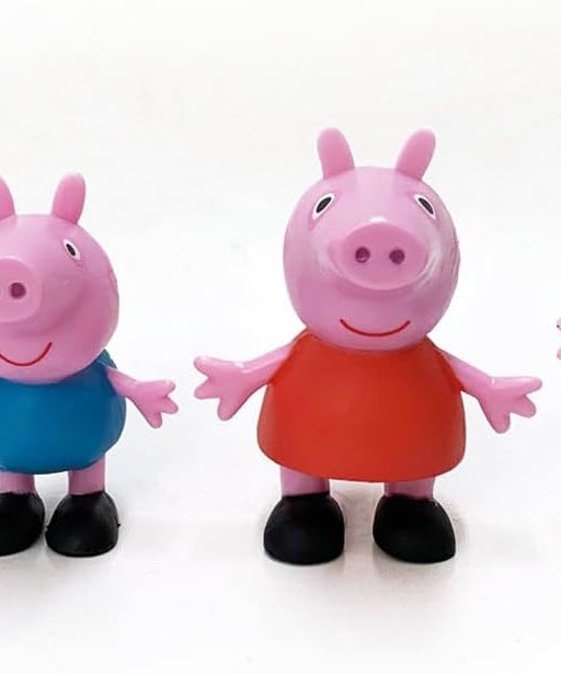 Comansi Peppa Pig Collection Set 4 Figures, Hand-Painted Non-Articulated Action Figures, Peppa, George, Mama, and Papa, Tabletop Collectibles, Cartoon Toy Set for Kids, Officially Licensed