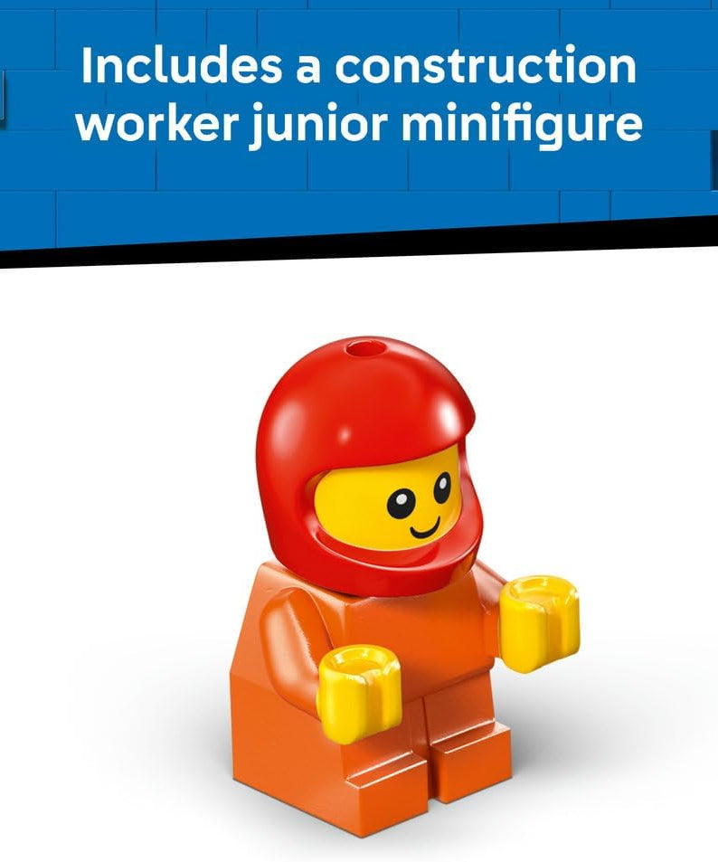 LEGO City Rides – Construction Loader Toy - Excavator Building Set w/a Worker Junior Minifigure - Party Bag Fillers - Small Collectible Gift for 5+ Year Old Boys - 60483