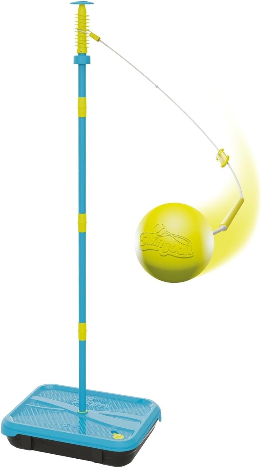 Mookie Swingball Lite All Surface with Adjustable Height to 1.4m, Two Checker Bats and Rubber Tennis Ball, Outdoor Active Play Game for Kids, 3Y+ Years