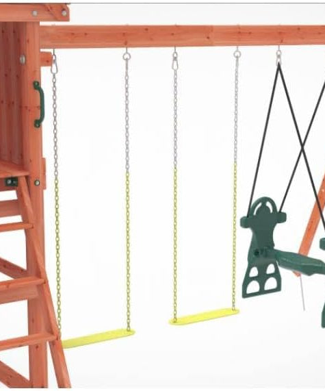 Kiddoro Little Heroes HQ Wooden Swing Set with Double Slides, Tube Slide & Climbing Wall for Kids 3+ Years
