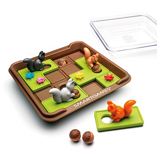 SmartGames Squirrels Go Nuts!, Fun IQ Brain Teaser Puzzle, Cognitive Development STEM Toy with 60+ Challenges, Travel Friendly Tabletop Educational Matching Puzzle Game, Suitable for Children Above 6+
