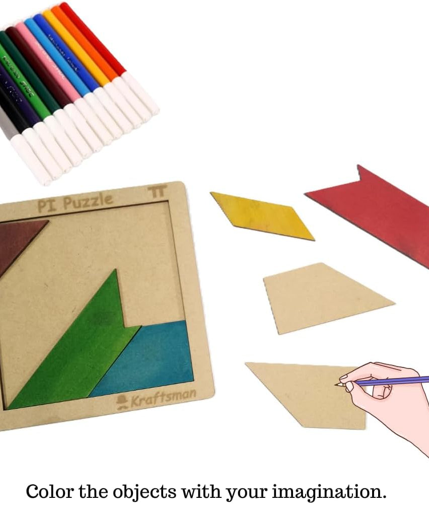 Color Your Own PI Puzzle with Sketch and Color Kit Portable Brain Teaser for Kids Ages 4+