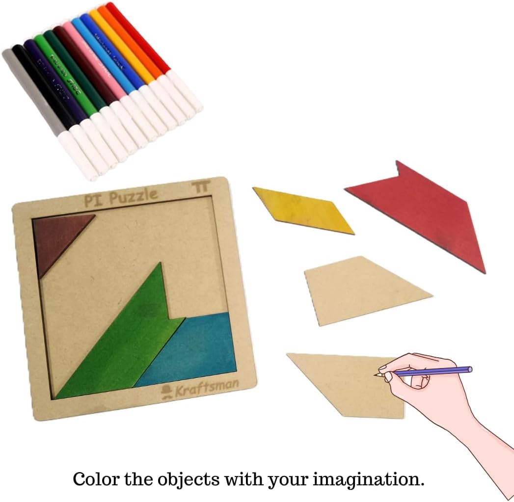 Color Your Own PI Puzzle with Sketch and Color Kit Portable Brain Teaser for Kids Ages 4+