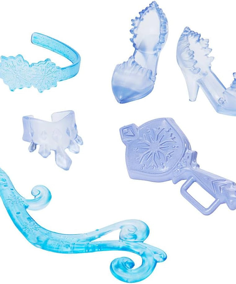 Mattel Disney Frozen Elsa Fashion Doll Set Spin & Reveal with 11 Surprises Including 5 Accessories, 5 Stickers and a Play Scene Inspired by Disney Movie JBG59