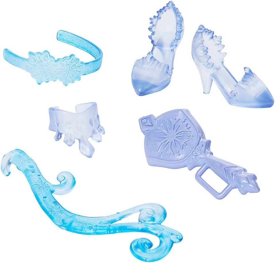 Mattel Disney Frozen Elsa Fashion Doll Set Spin & Reveal with 11 Surprises Including 5 Accessories, 5 Stickers and a Play Scene Inspired by Disney Movie JBG59