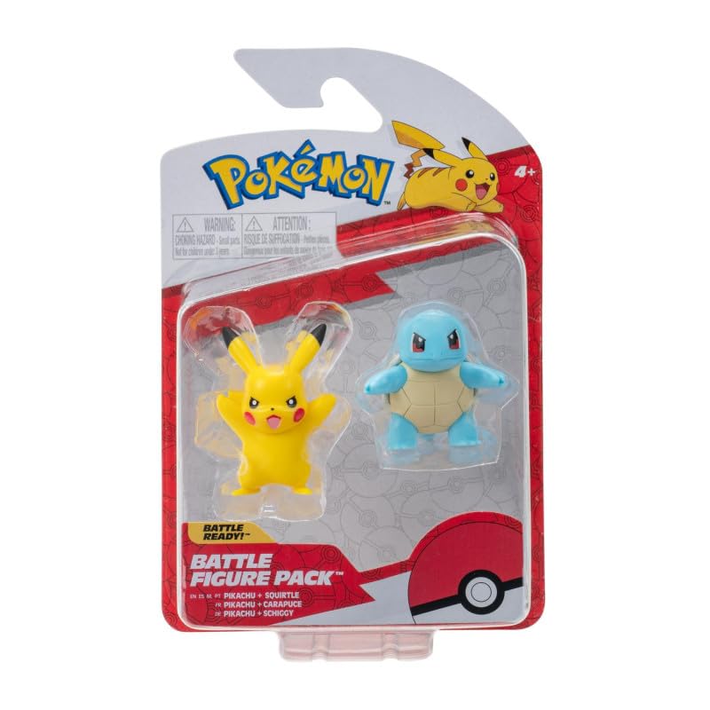 Pokemon Battle Figure Kanto 2-Inch - Pikachu + Squirtle